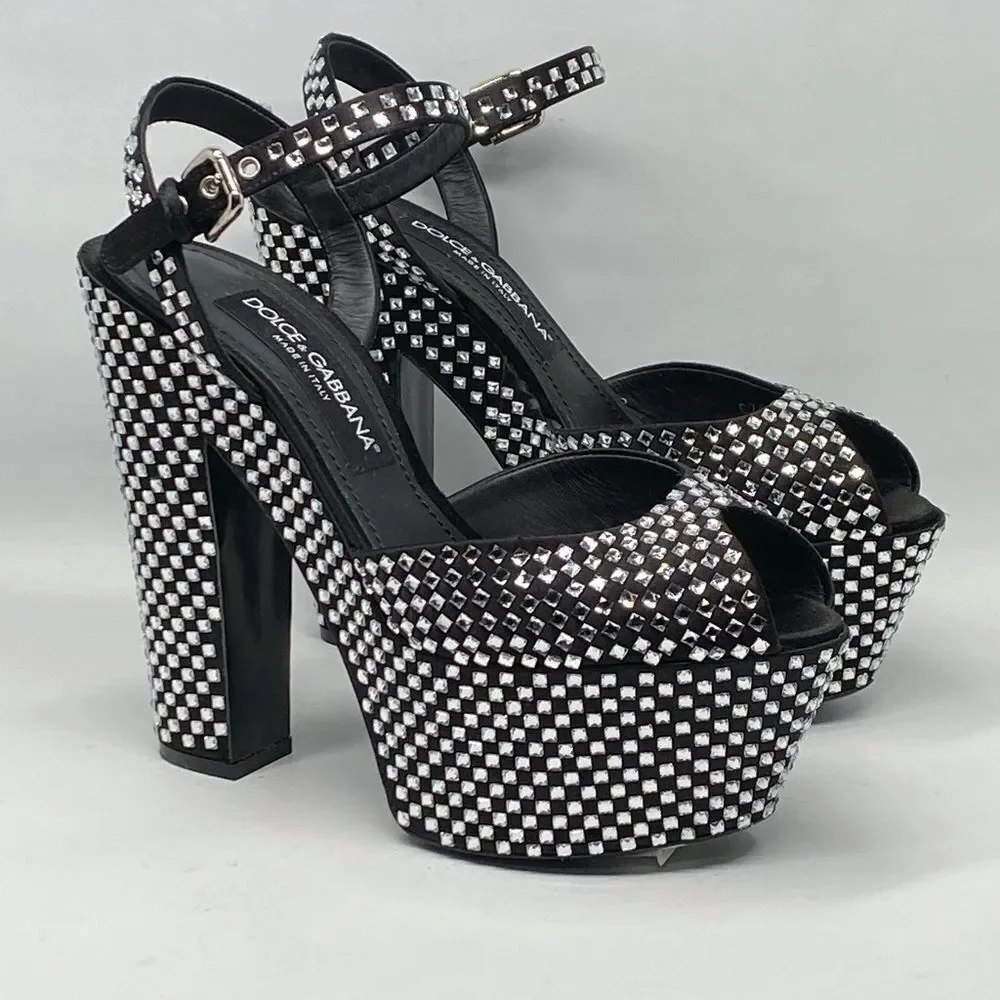 Dolce Gabbana Crystal-embellished platform sandals size 39